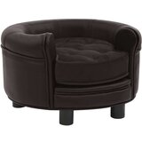  Sofa za pse smeđa 48 x 48 x 32 cm od pliša i umjetne kože | shoptok.hr
