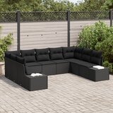 vidaXL 9-delni set vrtnarskih kavčev z blazinami črn poli ratan | Shoptok.si