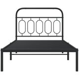  Metalni okvir za krevet s uzglavljem crni 100x190 cm | shoptok.hr