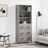vidaXL Visoka komoda siva sonoma 69,5x34x180 cm inženirski les | Shoptok.si