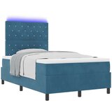 Box Spring postelja z vzmetnico in LED, temno modra, 120x190 cm, žamet, (22050402) | Shoptok.si