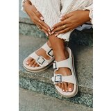 D.Franklin Ladies Suede Slippers With Buckles Beige | shoptok.hr