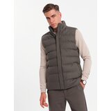 Ombre Men's quilted wool sleeveless jacket - olive melange Cijene