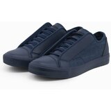 Ombre Men's short sneakers in combined materials - navy blue OM-FOSL Cene'.'