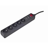 Gembird Surge Protection Power strip, 5 sockets, 3m, 16A, Indicates Correct Grounding, Power Switch, Black Cene