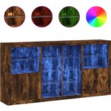 vidaXL Komoda z LED lučkami dimljen hrast 202x37x100 cm, (21010379) | Shoptok.si