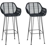  Barski stol 2 pcs Črna 55 x 52 x 105 cm Ratan in železo, (5000161654) | Shoptok.si