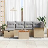  Sjedeća garnitura za vrt 7 kom. Bež poliratan 242,5 x 132,5 x 85 cm | shoptok.hr