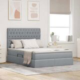 vidaXL Krevet S LED lampica Svijetlo siva 140 x 200 cm tkanina | shoptok.hr