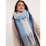 Fashion Hunters Grey and navy blue women's winter scarf