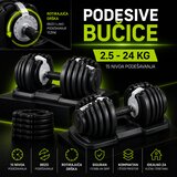  Podesive bučice 2 × 24 kg sa rotirajućom drškom – 15 nivoa težine Cene