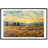  Plakat Impressionistic fields - painted golden landscape with fields of grain 90x60 Crni okvir s margom | shoptok.hr
