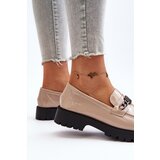 VINCEZA Women's Patent Leather Loafers with Flat Heel Beige Ezoma | shoptok.hr