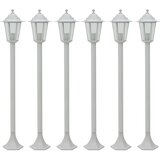 vidaXL Vrtne ulične svetilke 6 kosov E27 110 cm aluminij bele | Shoptok.si