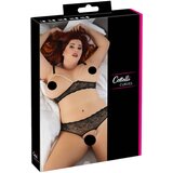 Cottelli Plus Size - komplet grudnjaka s perlama od čipke (crni) - 3XL | shoptok.hr