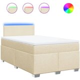 vidaXL Box spring postelja z vzmetnico krem 120x190 cm blago, (21305002) Cene