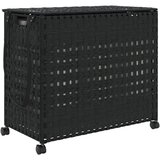  Košara za rublje s kotačima crna 66x35x60 cm od ratana | shoptok.hr