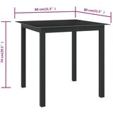  Vrtni stol crni 80 x 80 x 74 cm od aluminija i stakla | Eponuda.ba