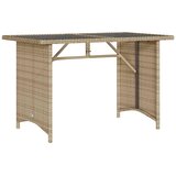  Vrtni stol sa staklenom pločom bež 110x68x70 cm poliratan | shoptok.hr