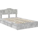  Postelja s shranjevanjem z vzglavjem Betonsko siva 135 x 190 cm, (5000106602) | Shoptok.si