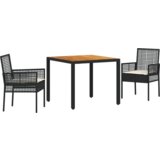 vidaXL jedilni set Set 3 Črna Les Trajno Pohodna oprema Kvadratno | Shoptok.si