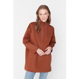 Trendyol Brown Zippered Knitted Sweatshirt Cijene