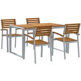 vidaXL Set za objedovanje u vrtu od 5 dijelova od čvrstog drva akacije i metala | shoptok.hr