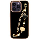 Trendy silikonski ovitek z zapestnico za iphone 11 - črn s srčki | Shoptok.si