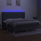  Box spring postelja z vzmetnico LED temno siva 200x200 cm blago, (20932482) | Shoptok.si