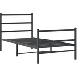 vidaXL Kovinski posteljni okvir z vzglavjem in vznožjem črn 90x200 cm, (21007263) | Shoptok.si