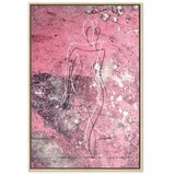  Slika - Figure on Pink Background (1-part) - Female Silhouette in Marble 60x90 U prirodnom drvenom okviru | shoptok.hr