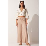  Women's Beige Cotton Viscose Palazzo Pants Cene