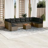 vidaXL 11-dijelni set vrtnih sofa od poliratana s jastucima sivi Cijene