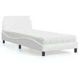 vidaXL Postelja z vzmetnico bela 90x190 cm umetno usnje | Shoptok.si