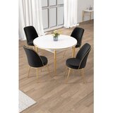 Hanah home trpezarijski set Osle, sto i 4 stolice, bela ploča, zlatne noge, crna tkanina Babyface | Eponuda.com