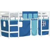  Dječji krevet na kat i zavjese plavi 90x200 cm borovina | shoptok.hr