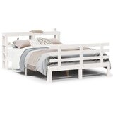 vidaXL Posteljni okvir z vzglavjem brez vzmetnice bel 140x190 cm | Shoptok.si
