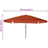  Vrtni suncobran Terakota 394 x 394 x 248 cm Poliester i čelik | Eponuda.ba