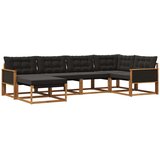 vidaXL Zunanja garnitura za sedenje z blazino 6 pcs Naravna in črna, (5000272623) | Shoptok.si