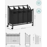  Košara za rublje na kotačima LSF005, crna, 4 x 35 l | shoptok.hr
