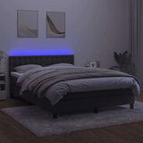  Box spring postelja z vzmetnico LED temno siva 140x200 cm žamet, (20789631) | Shoptok.si