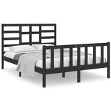  Posteljni okvir črn iz trdnega lesa 140x190 cm, (20643426) | Shoptok.si