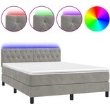  box spring s madracem LED svjetlosivi 140x200 cm baršun | shoptok.hr