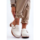 Kesi Women's Leather Slippers Clogs White Fanett Cene