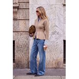 TRENDYOLMILLA Trendyol ženski duks Wardrobe Essentials Mink Soft Textured Peplum Detailed Turn-Down Collar Knitwear Cardigan Twoaw27Hi00063 | Eponuda.com