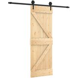  Klizna vrata Prirodna i crna 70 x 210 cm Čvrsta borovina Smeđa 200 x 5.5 x 210 cm | Shoptok.si