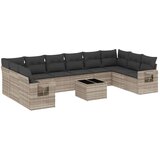 vidaXL 11-dijelni set vrtnih sofa poliratan s jastucima svijetlosivi | shoptok.hr