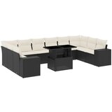 Maison Chic Seti vrtnega pohištva - Vrtna garnitura - Vrtni pohištvo set 11-delna z blazinami črn poli ratan, (21815162) | Shoptok.si