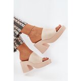 Boto Women Sandals On Heel And Platform Beige Omeisa | Shoptok.si