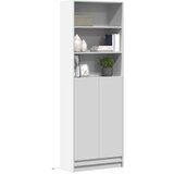 vidaXL Visoka omara z LED bela 69x32,5x200 cm inženirski les | Shoptok.si